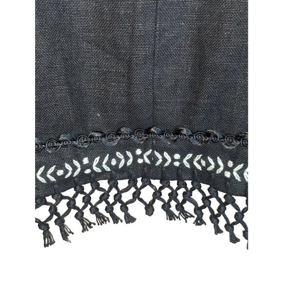 Vintage DKNY Boho Festival Boxy Cropped Beaded & Fringe Jacket 100% Linen Sz M - Picture 9 of 13
